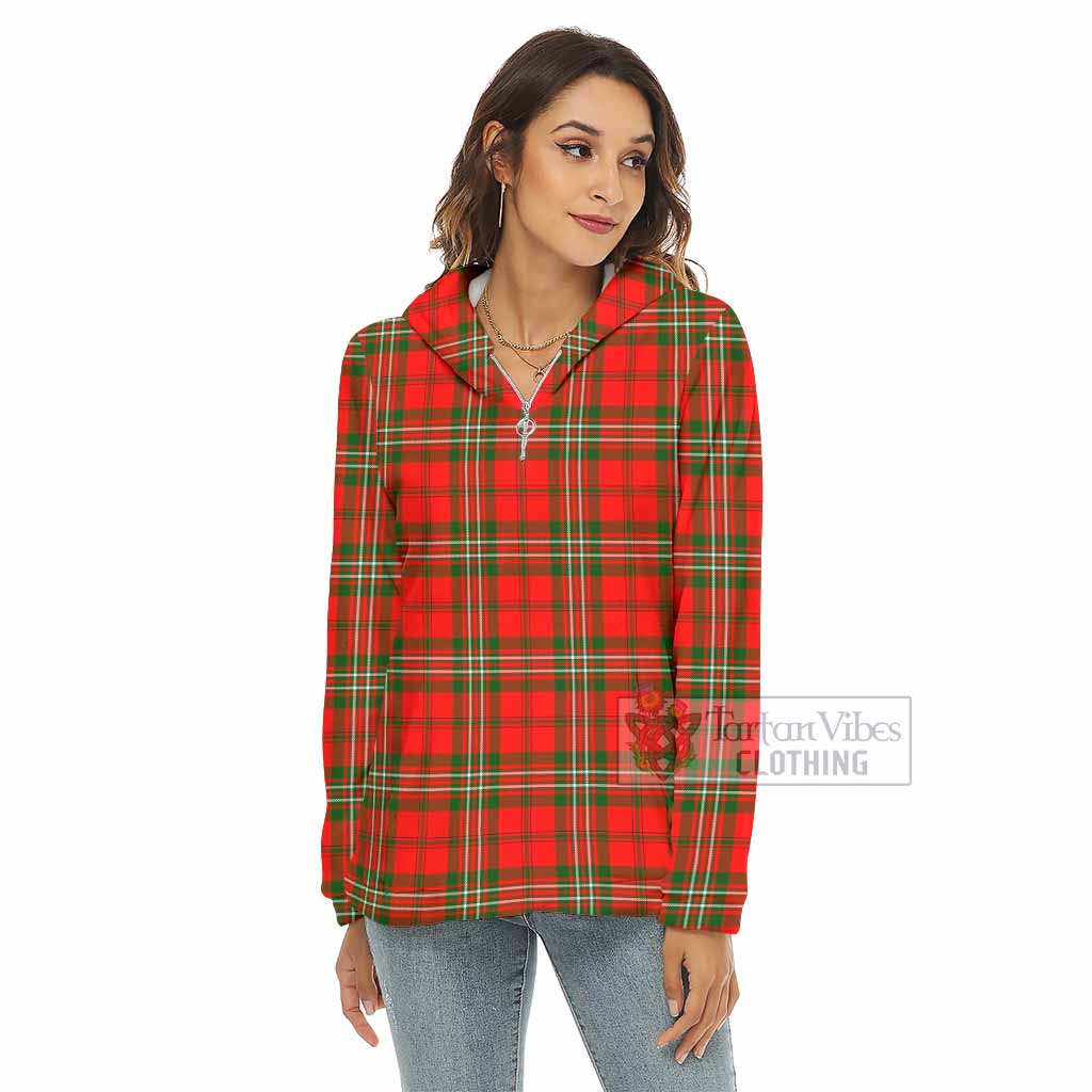Tartan Vibes Clothing Langlands Tartan Women's Borg  Half Zip Fleece Hoodie
