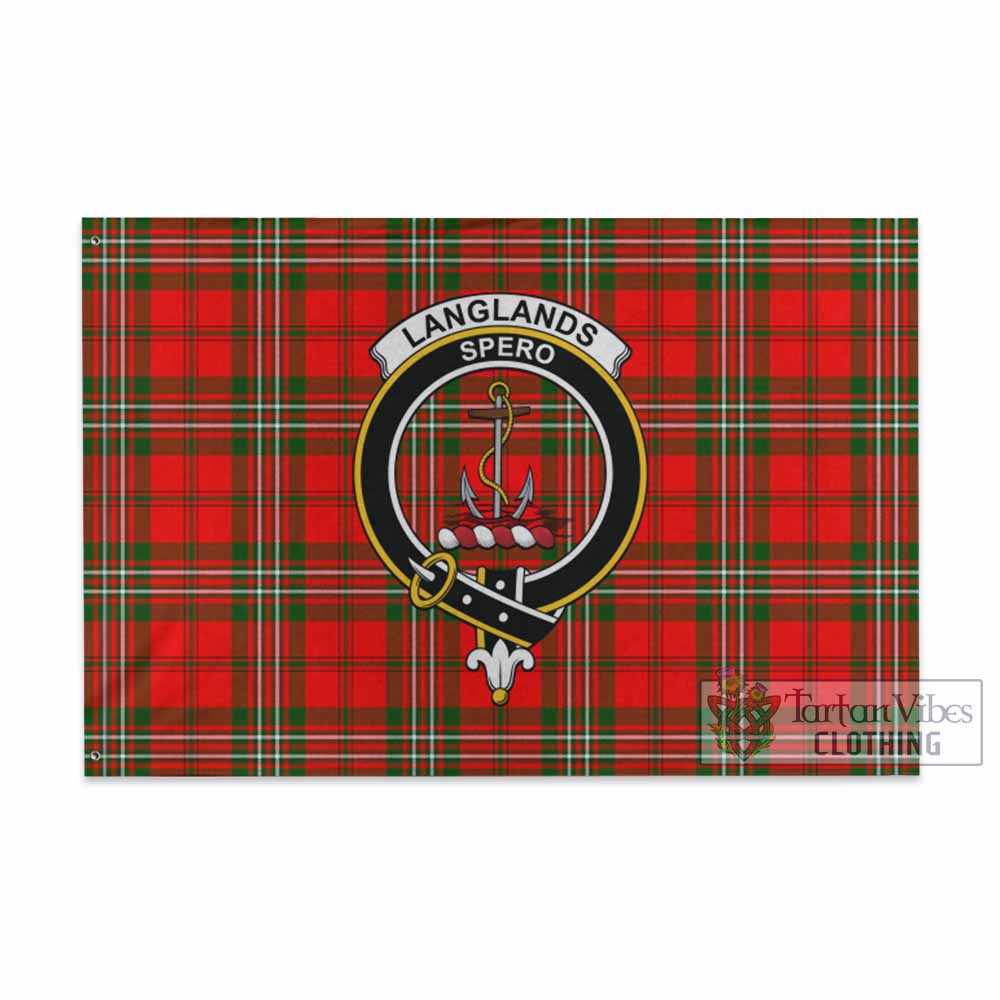 Tartan Vibes Clothing Langlands Tartan House Flag with Family Crest