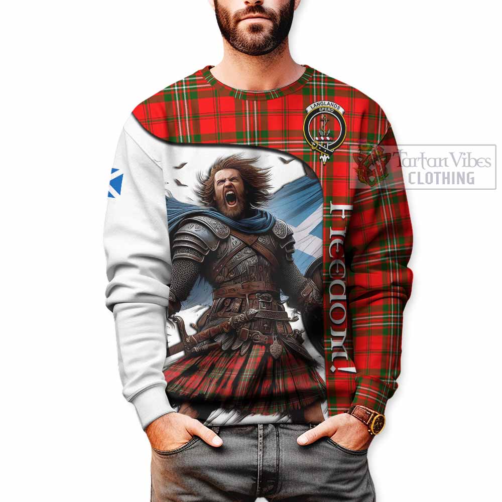 Tartan Vibes Clothing Langlands Crest Tartan Sweatshirt Inspired by the Freedom of Scottish Warrior