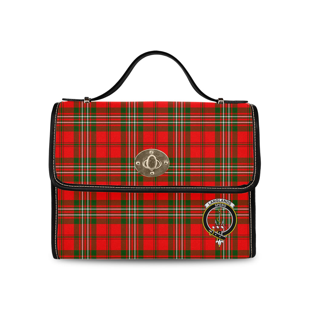langlands-tartan-leather-strap-waterproof-canvas-bag-with-family-crest