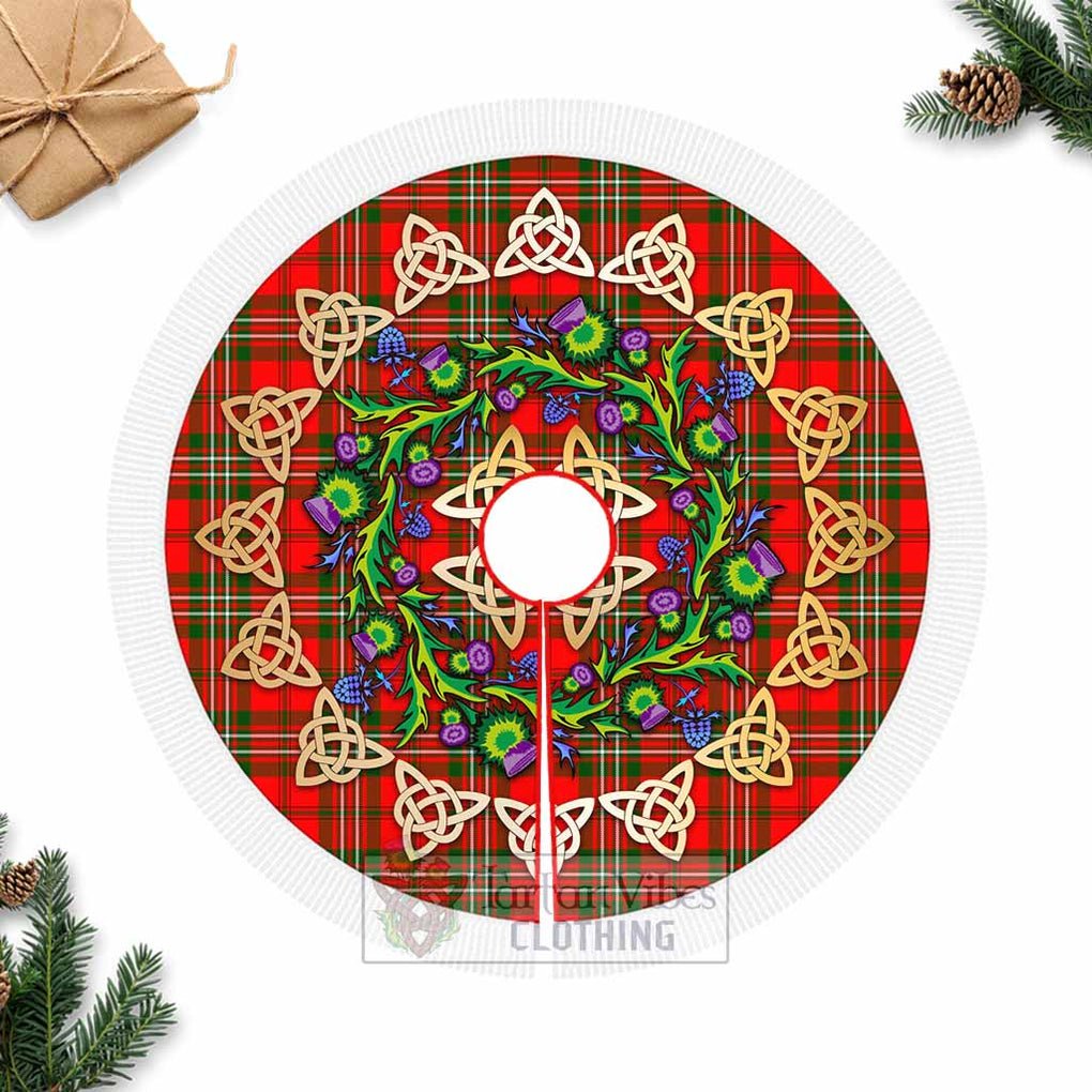 Tartan Vibes Clothing Langlands Tartan Christmas Tree Skirt with Thistle Celtic Knot Style