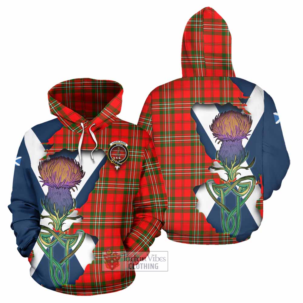 Tartan Vibes Clothing Langlands Tartan Family Crest Hoodie Scottish Thistle Celtic Inspired