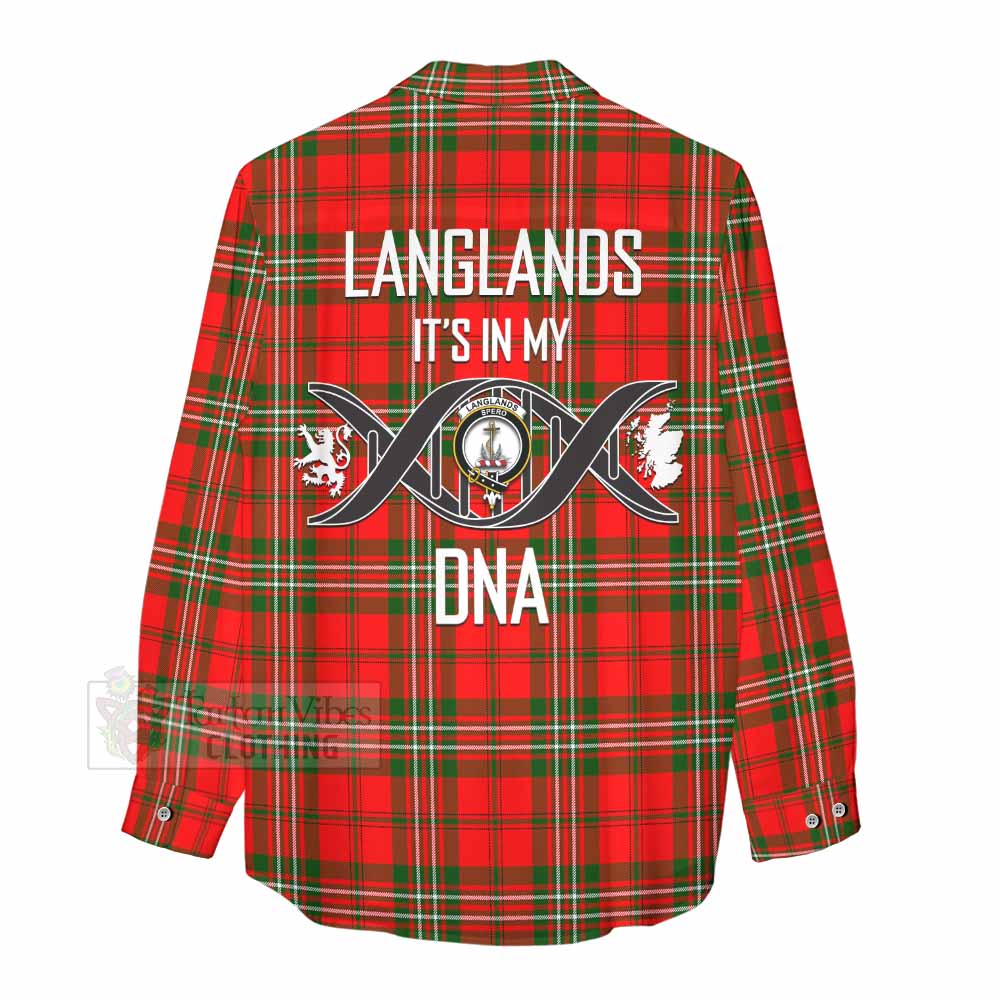Tartan Vibes Clothing Langlands Tartan Women's Casual Shirt with Family Crest DNA In Me Style