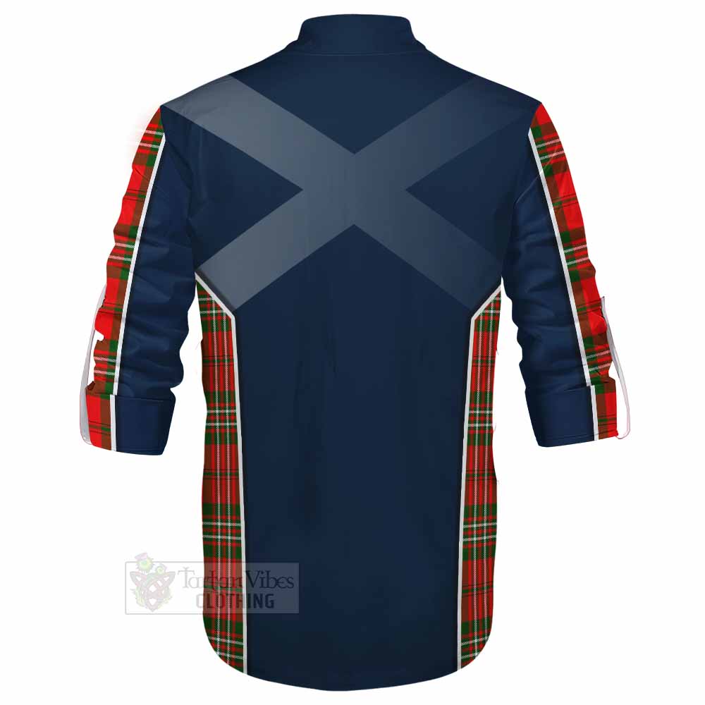 Tartan Vibes Clothing Langlands Tartan Ghillie Kilt Shirt with Family Crest and Lion Rampant Vibes Sport Style