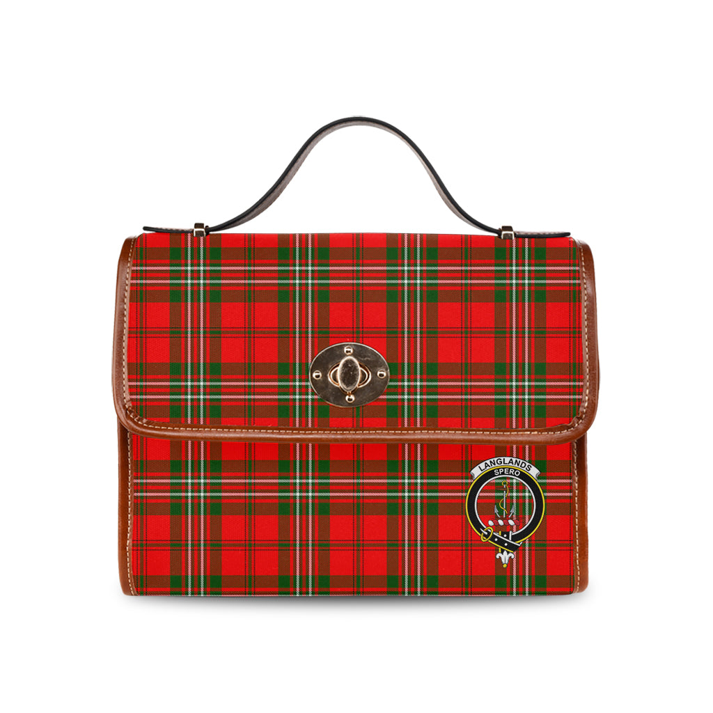 langlands-tartan-leather-strap-waterproof-canvas-bag-with-family-crest