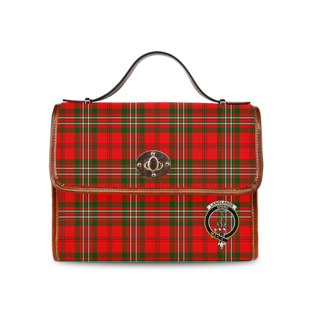 langlands-tartan-leather-strap-waterproof-canvas-bag-with-family-crest