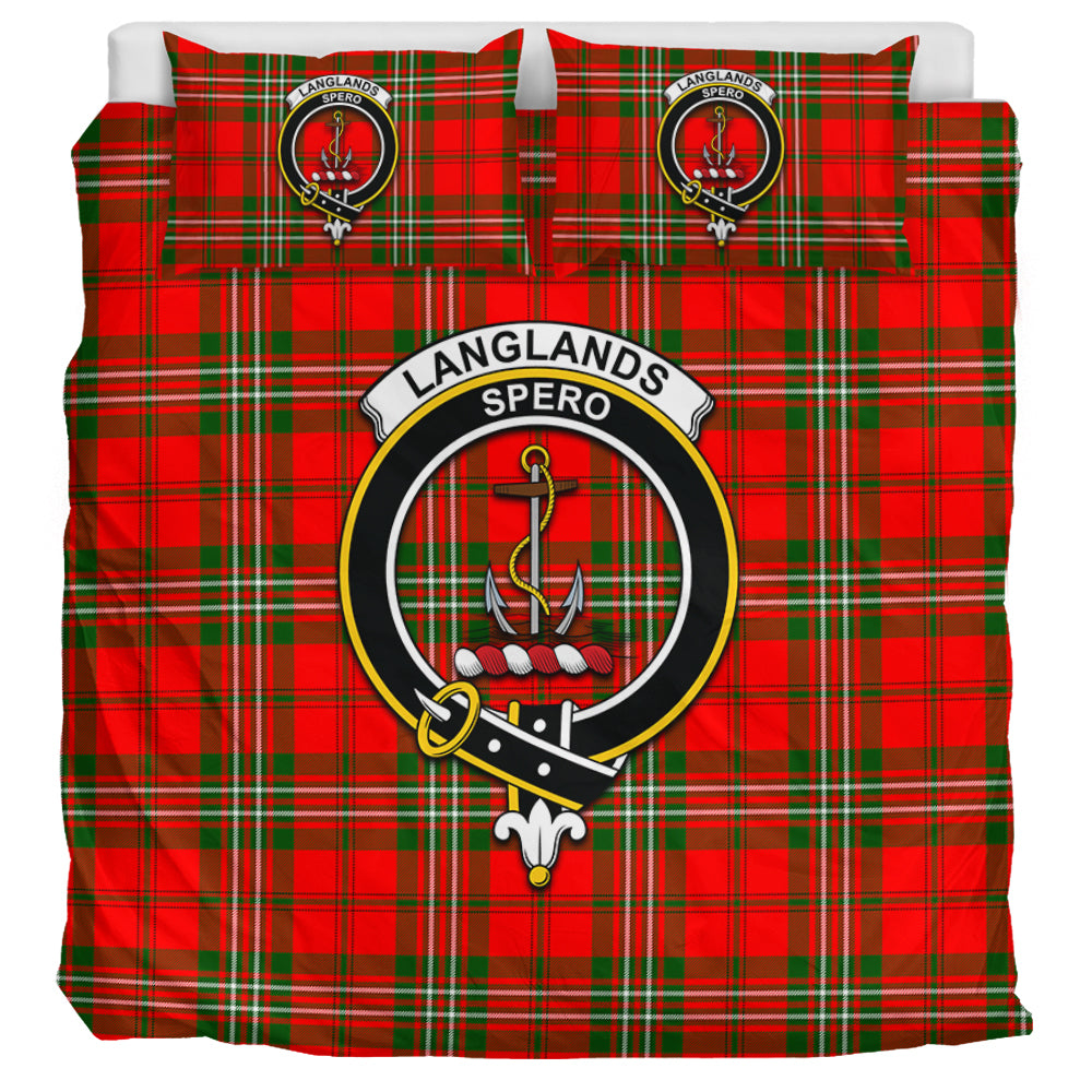 Langlands Tartan Bedding Set with Family Crest UK Bedding Set UK Super King 104*94 inch - Tartan Vibes Clothing