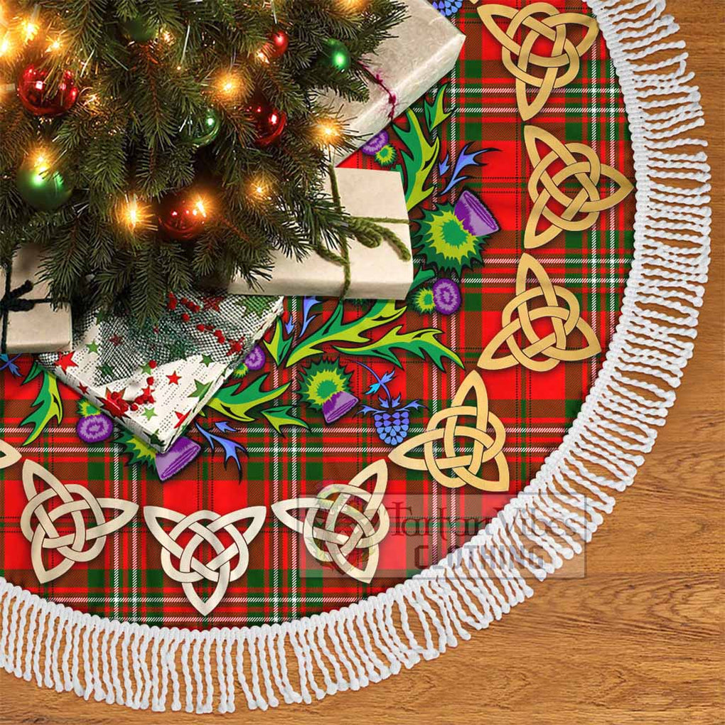 Tartan Vibes Clothing Langlands Tartan Christmas Tree Skirt with Thistle Celtic Knot Style