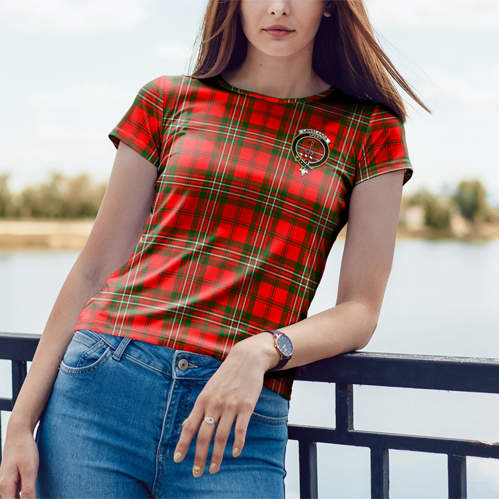 Langlands Tartan T-Shirt with Family Crest - Tartan Vibes Clothing