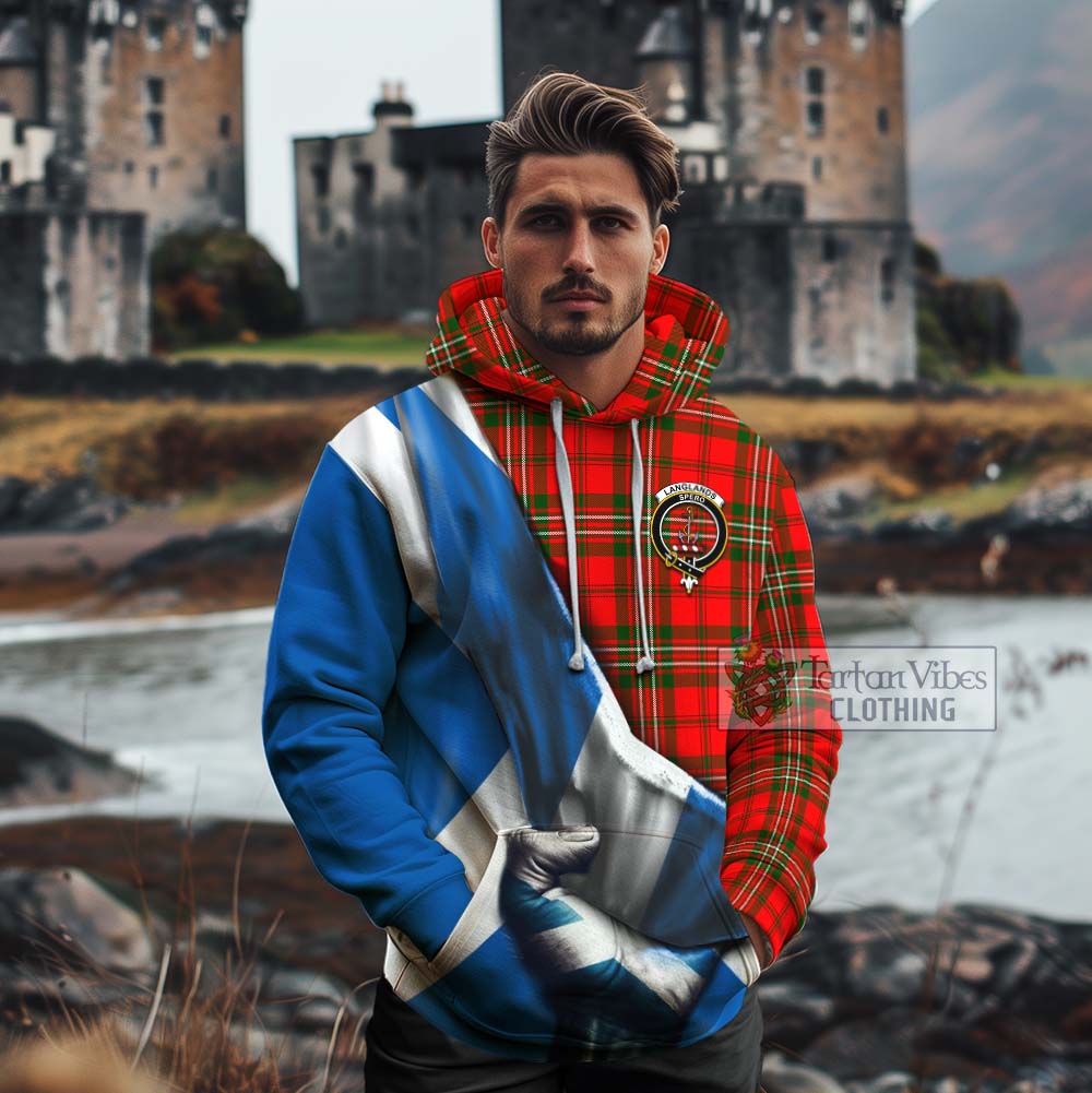 Tartan Vibes Clothing Langlands Tartan Cotton Hoodie with Family Crest Scotland Patriotic Style