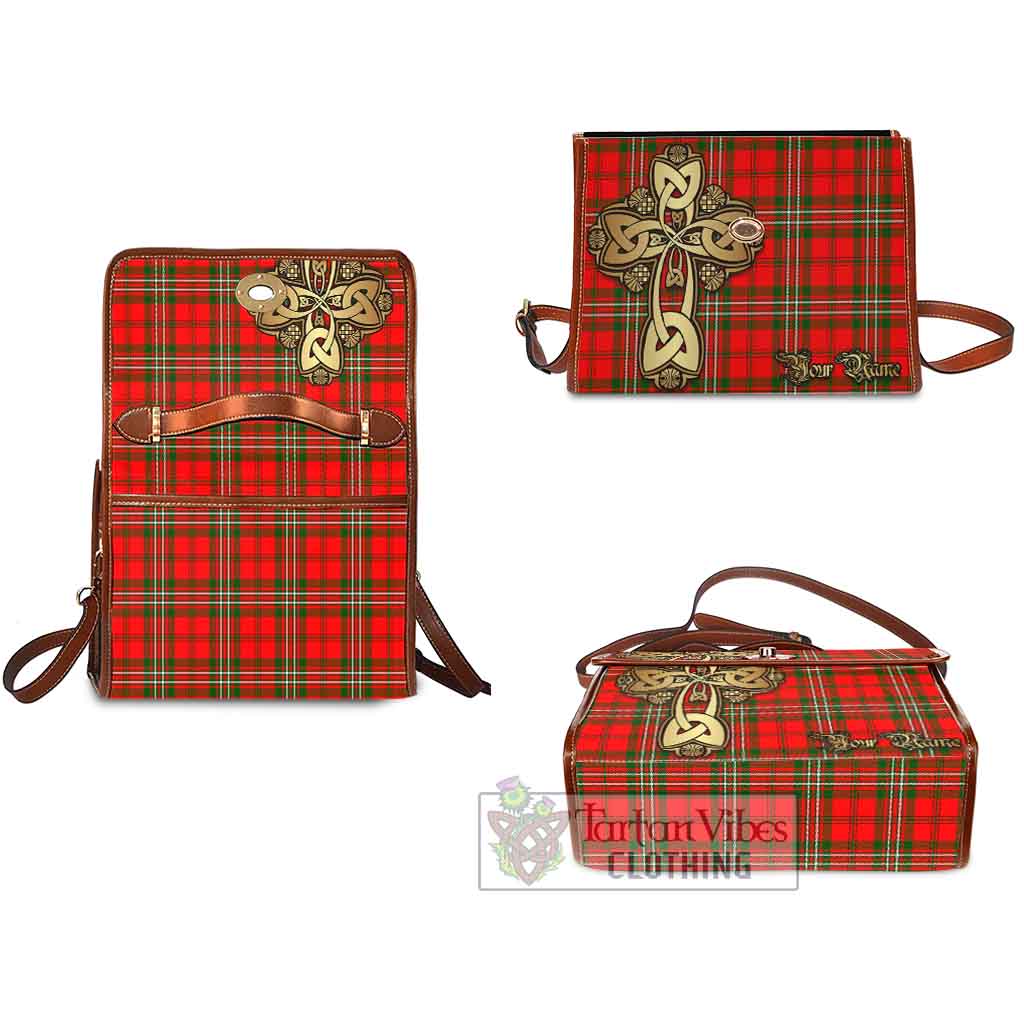 Tartan Vibes Clothing Langlands Tartan Waterproof Canvas Bag Golden Thistle Celtic Cross Style