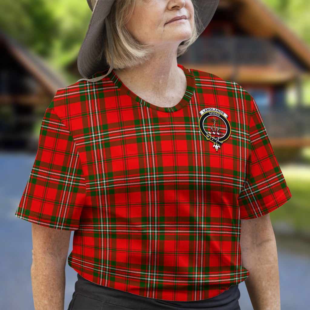 Langlands Tartan T-Shirt with Family Crest - Tartan Vibes Clothing