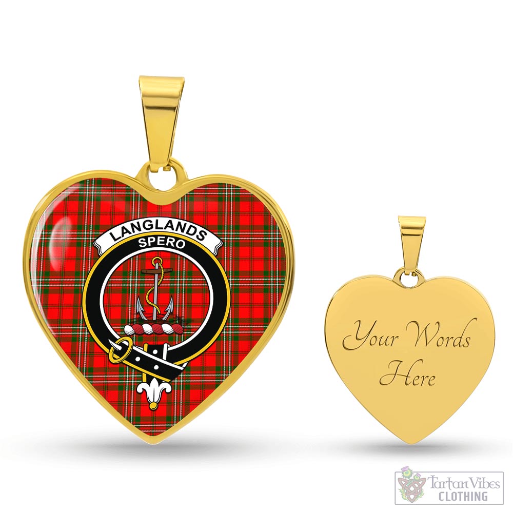 Tartan Vibes Clothing Langlands Tartan Heart Necklace with Family Crest