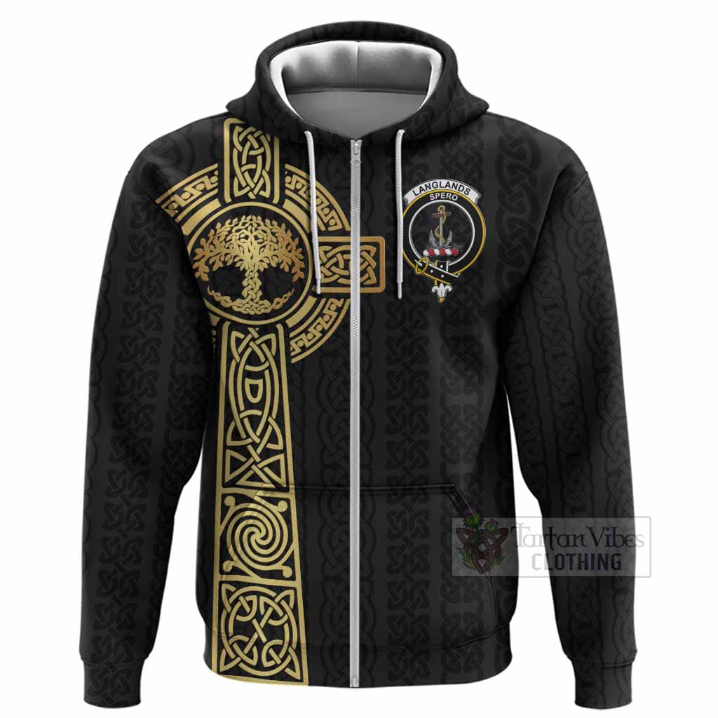 Langlands Clan Crest Hoodie with Celtic Tree of Life Inspired