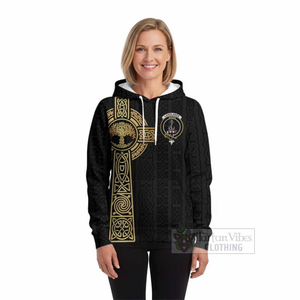Langlands Clan Crest Hoodie with Celtic Tree of Life Inspired