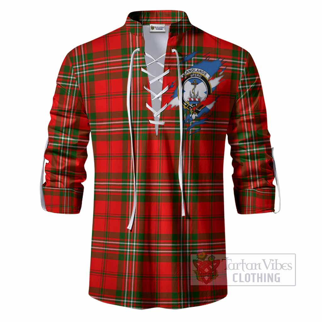 Langlands Clan Crest In Me Tartan Ghillie Shirt Scotland Flag Style