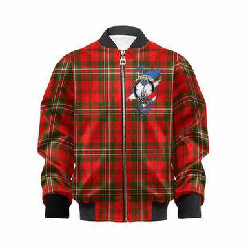Langlands Clan Crest In Me Tartan Kid Bomber Jacket Scotland Flag Style