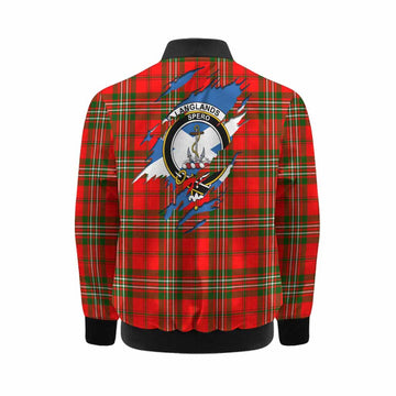 Langlands Clan Crest In Me Tartan Kid Bomber Jacket Scotland Flag Style
