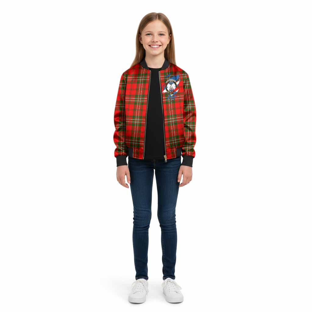 Langlands Clan Crest In Me Tartan Kid Bomber Jacket Scotland Flag Style