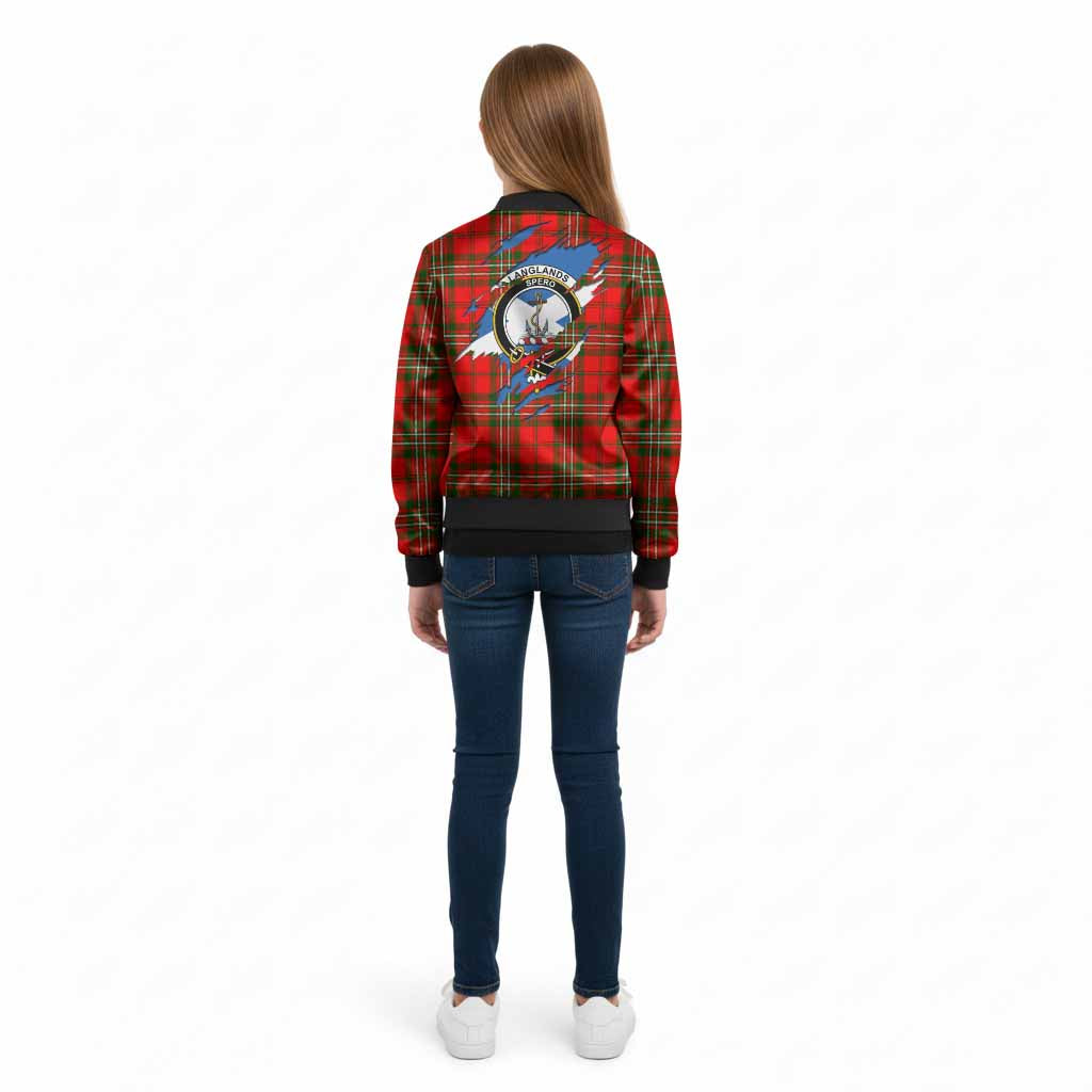 Langlands Clan Crest In Me Tartan Kid Bomber Jacket Scotland Flag Style