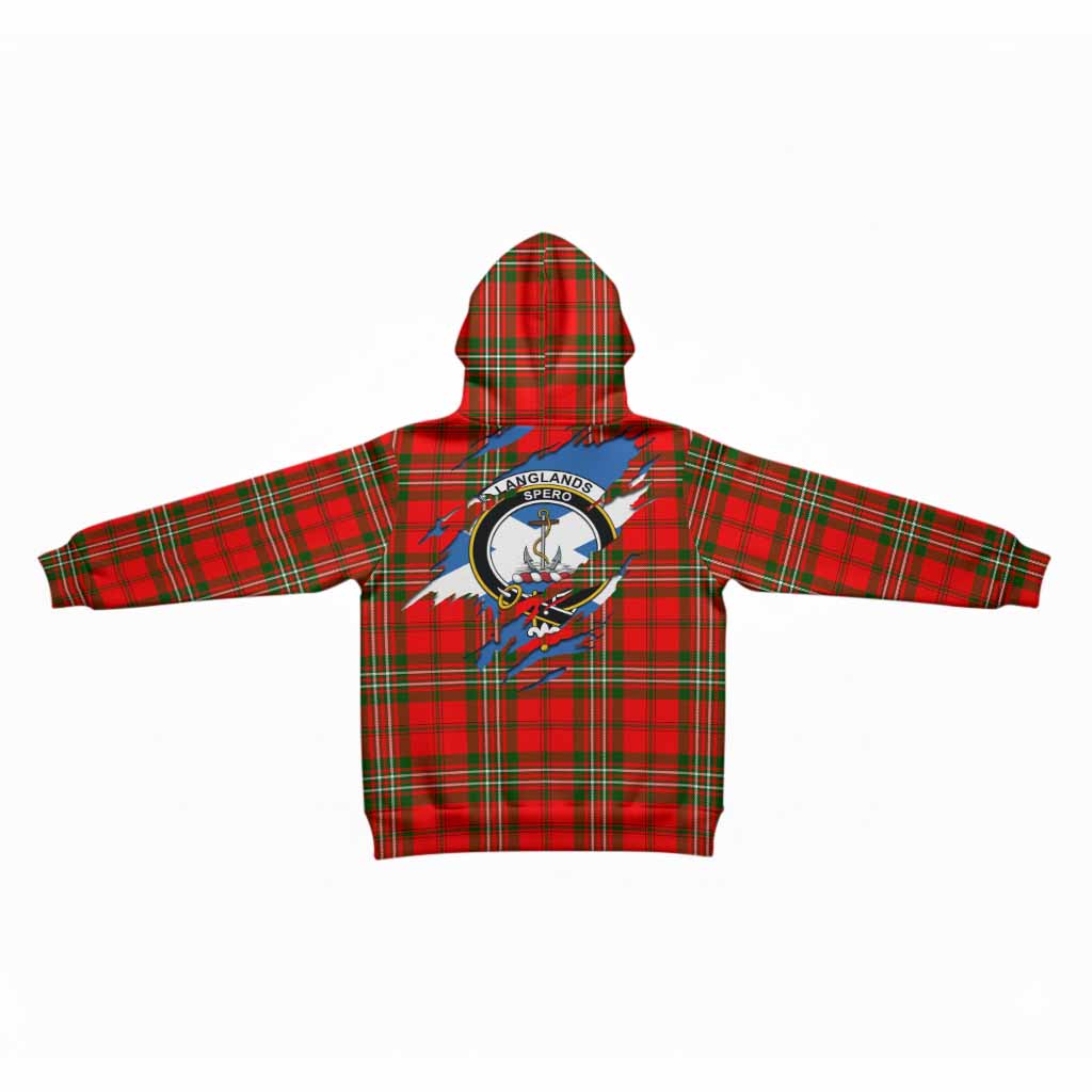 Langlands Clan Crest In Me Tartan Kid Hoodie Scotland Flag Style