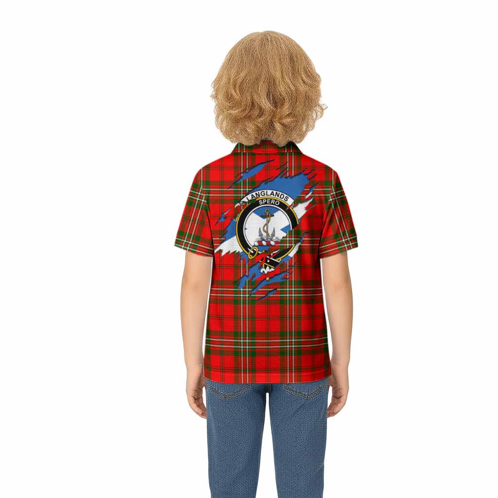 Langlands Clan Crest In Me Tartan Kid Polo Shirt Scotland Flag Style