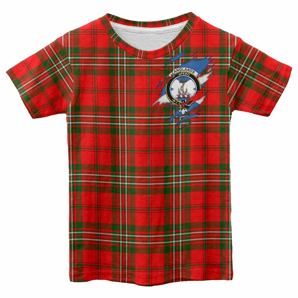 Langlands Clan Crest In Me Tartan Kid T-shirt Scotland Flag Style