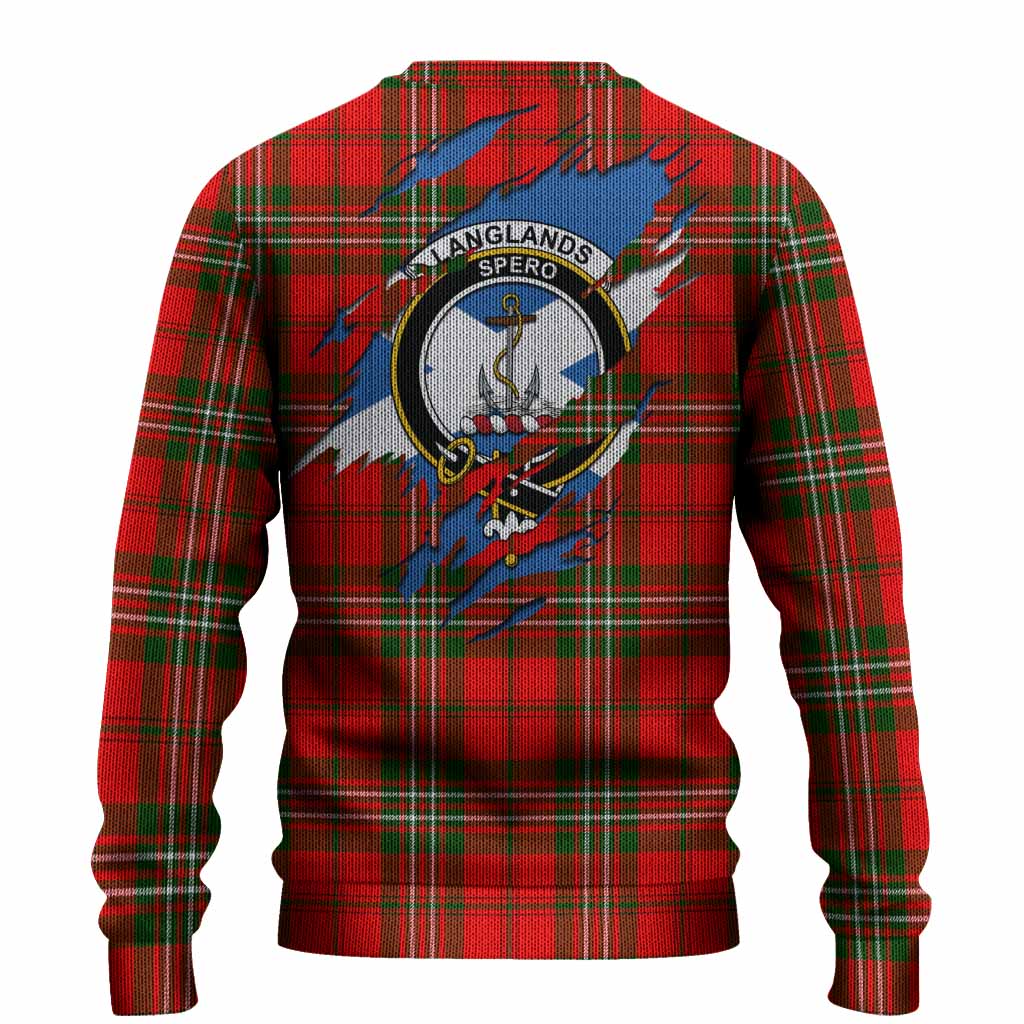 Langlands Clan Crest In Me Tartan Knitted Sweater Scotland Flag Style