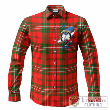 Langlands Clan Crest In Me Tartan Long Sleeve Button Shirts Scotland Flag Style