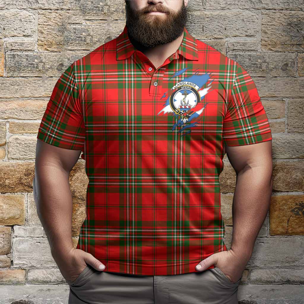 Langlands Clan Crest In Me Tartan Polo Shirt Scotland Flag Style