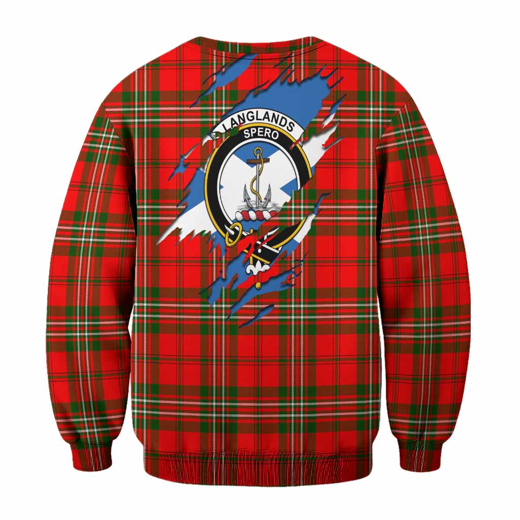 Langlands Clan Crest In Me Tartan Sweatshirt Scotland Flag Style