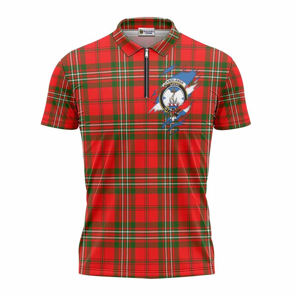 Langlands Clan Crest In Me Tartan Zipper Polo Shirt Scotland Flag Style