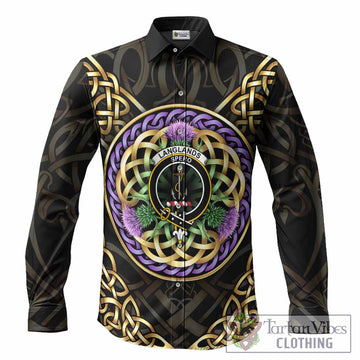 Langlands Clan Crest Long Sleeve Button Shirts Celtic Scottish Thistle