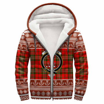 Langlands Clan Tartan Christmas Fleece Hoodie with Family Crest