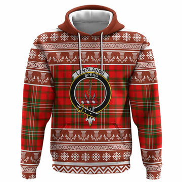 Langlands Clan Tartan Christmas Hoodie with Family Crest
