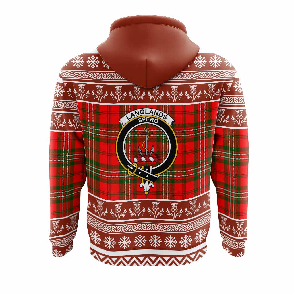 Langlands Clan Tartan Christmas Hoodie with Family Crest - Tartan Vibes Clothing