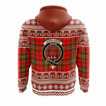 Langlands Clan Tartan Christmas Hoodie with Family Crest
