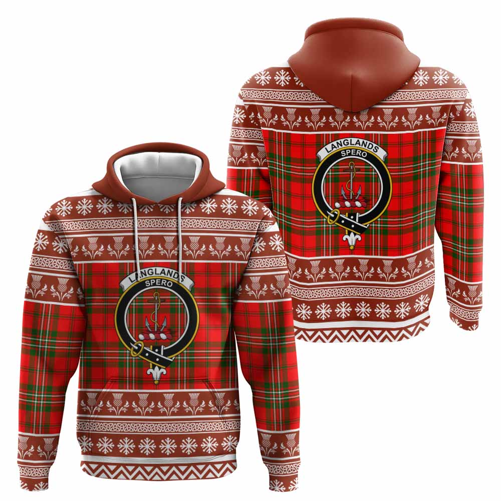 Langlands Clan Tartan Christmas Hoodie with Family Crest - Tartan Vibes Clothing