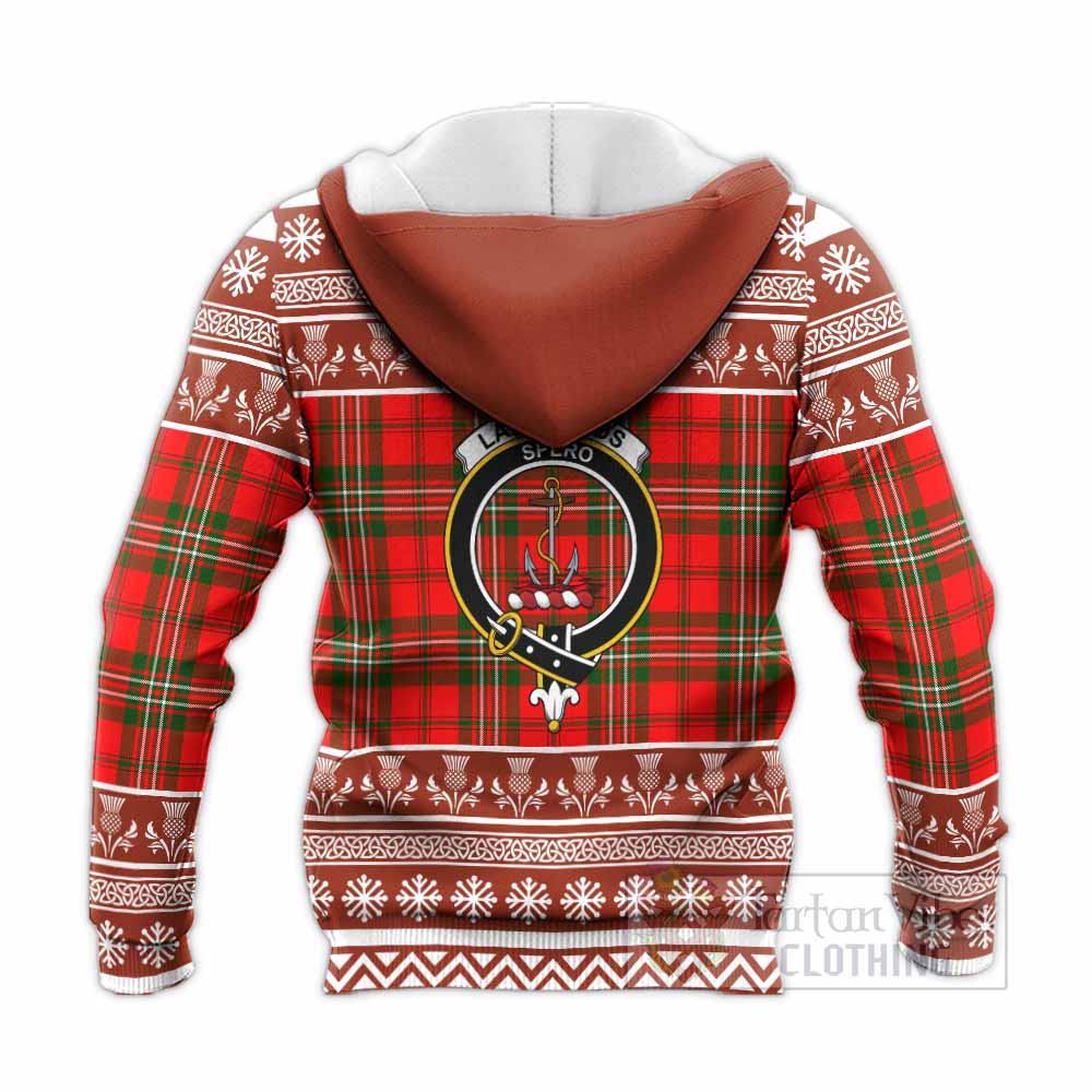 Langlands Clan Tartan Christmas Knitted Hoodie with Family Crest - Tartan Vibes Clothing