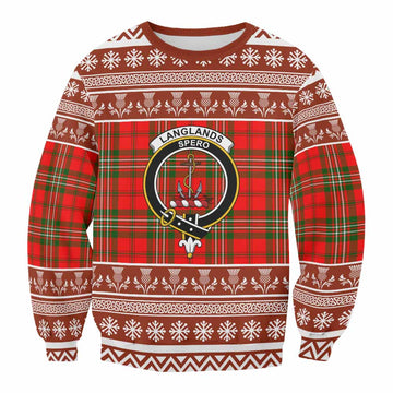 Langlands Clan Tartan Christmas Sweatshirt with Family Crest