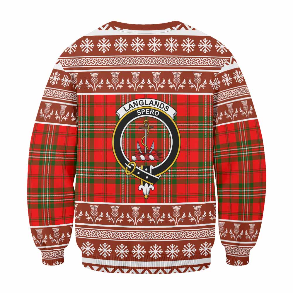 Langlands Clan Tartan Christmas Sweatshirt with Family Crest - Tartan Vibes Clothing