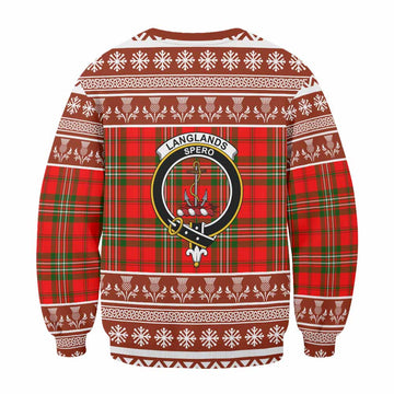 Langlands Clan Tartan Christmas Sweatshirt with Family Crest