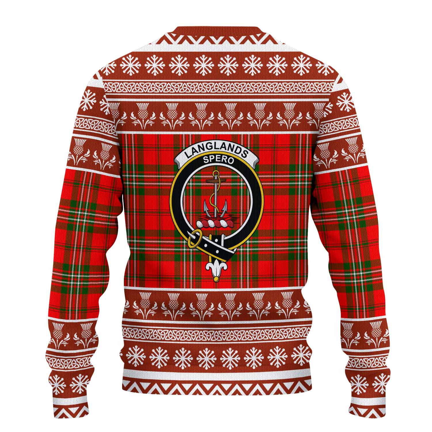 Langlands Clan Tartan Christmas Ugly Sweater with Family Crest - Tartan Vibes Clothing