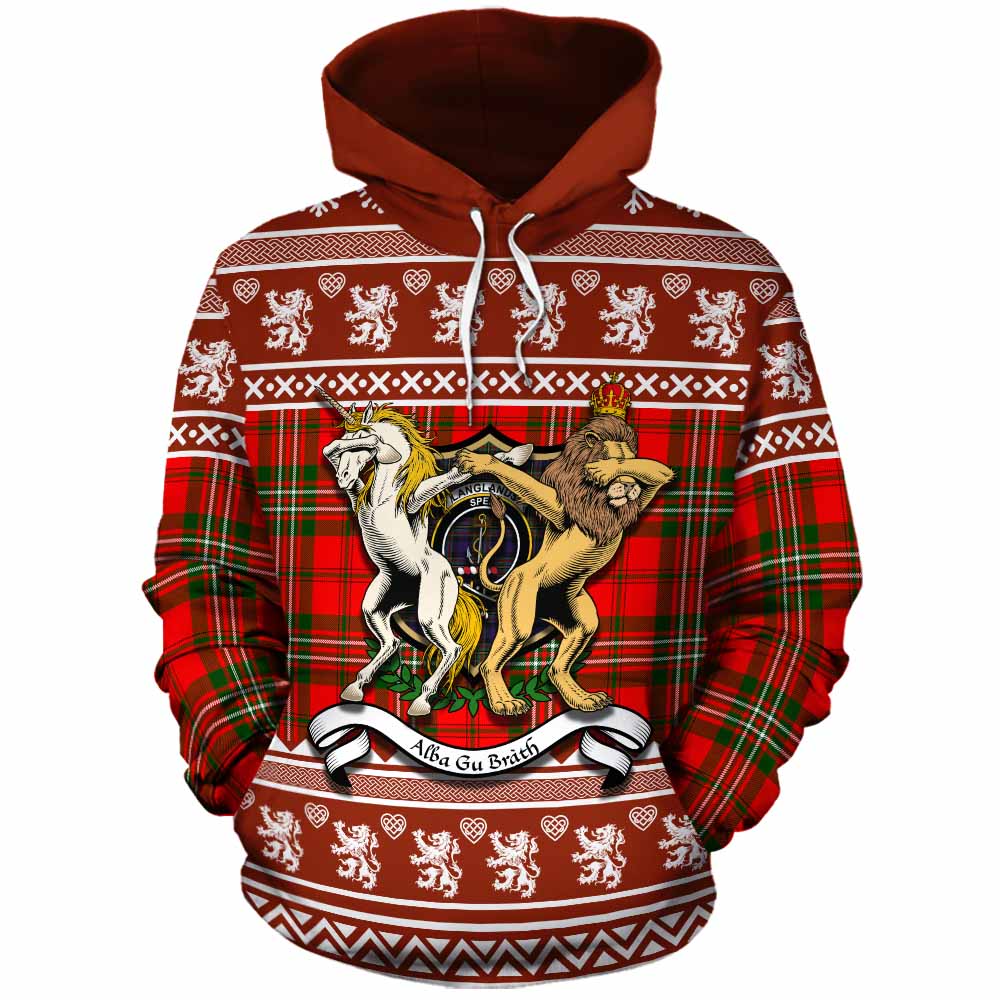Langlands Clan Tartan Crest Christmas Cotton Hoodie Coat of Arms Funny Style - Tartan Vibes Clothing