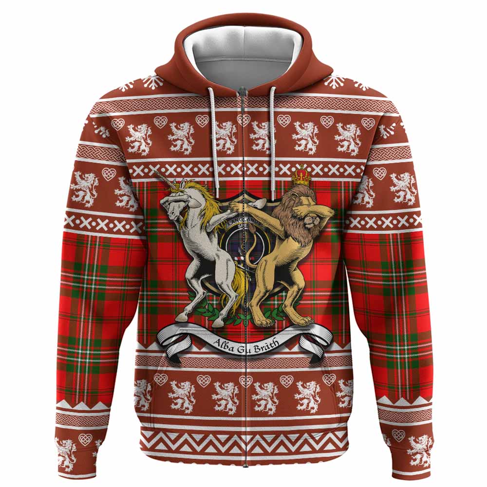 Langlands Clan Tartan Crest Christmas Hoodie Coat of Arms Funny Style - Tartan Vibes Clothing