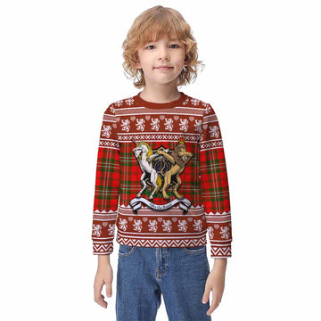 Langlands Clan Tartan Crest Christmas Kid Ugly Sweatshirt Coat of Arms Funny Style