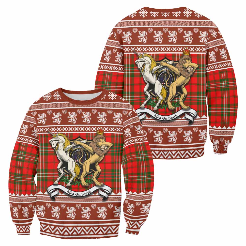 Langlands Clan Tartan Crest Christmas Sweatshirt Coat of Arms Funny Style - Tartan Vibes Clothing