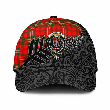 Langlands Crest Tartan Classic Cap with New Zealand Silver Fern Half Style
