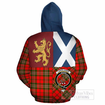 Langlands Crest Tartan Cotton Hoodie with Lion Rampant Saltire Style