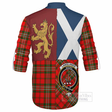 Langlands Crest Tartan Ghillie Shirt with Lion Rampant Saltire Style
